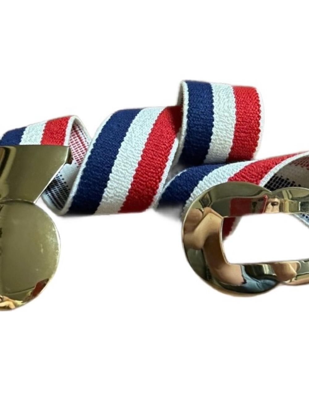 Vintage • 1970’s • France • Red/White/Blue • W/Gold Buckle • Stretchy • Belt